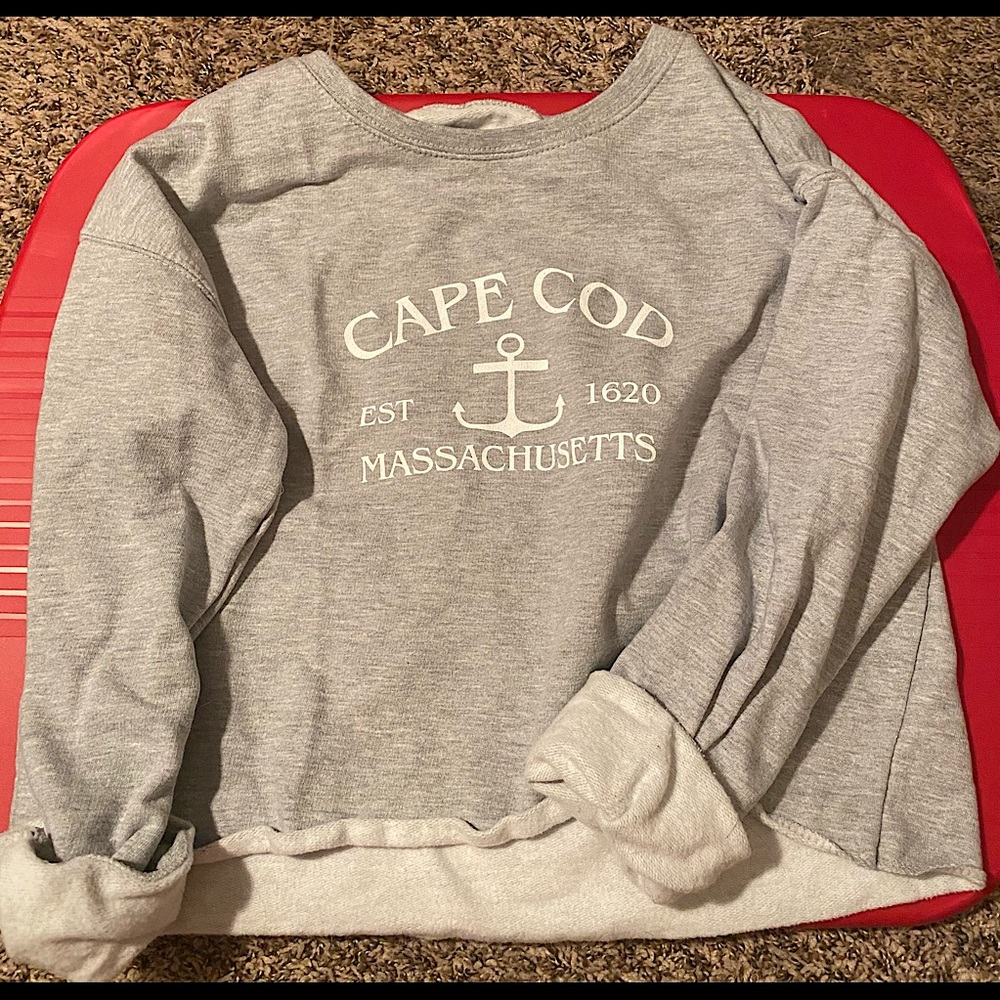 Gray cropped Cape Cod sweatshirt